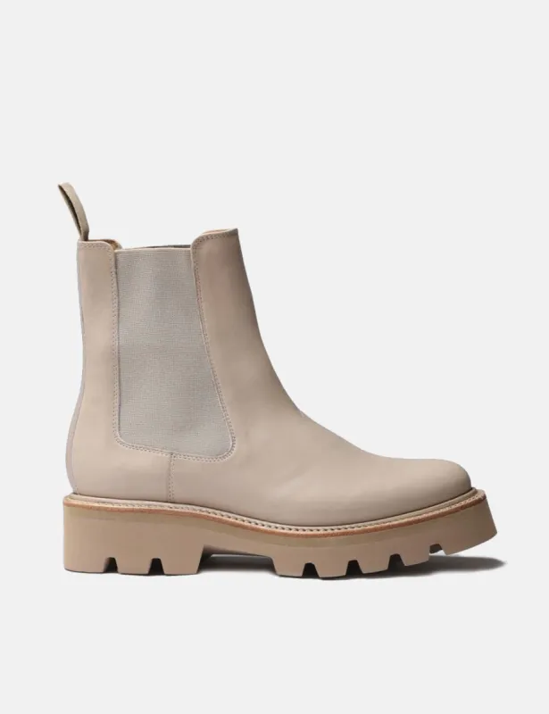 Womens Grenson Milly Chelsea Boot (Vegan Faux Leather) - Stone Grey sold by Article London
