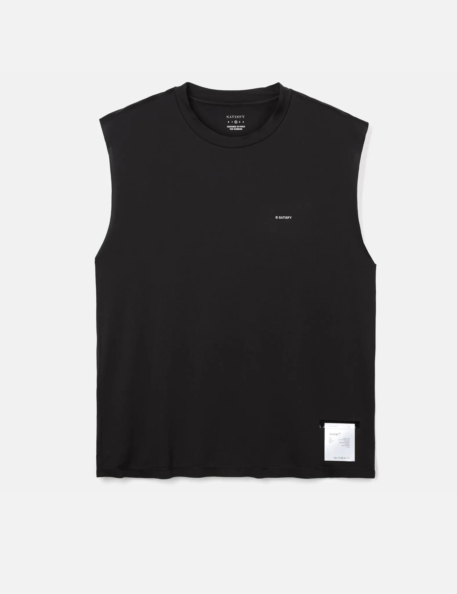◆as if calie◆ BACKSTRING SLEEVELESS TSHIRT BLACK CA24BSL00 Satisfy Running AuraLite Muscle Sleeveless T-Shirt - Black