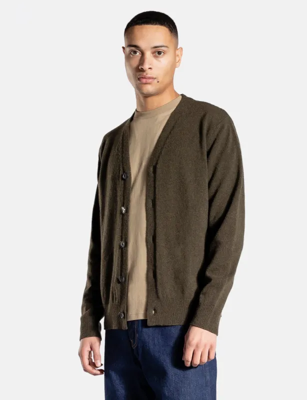 Norse Projects Adam Cardigan (Wool) - Dark Olive Green sold by Article London