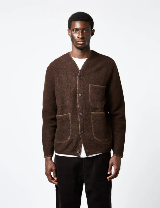 Universal Works Blanket Cardigan (Wool) - Brown sold by Article London