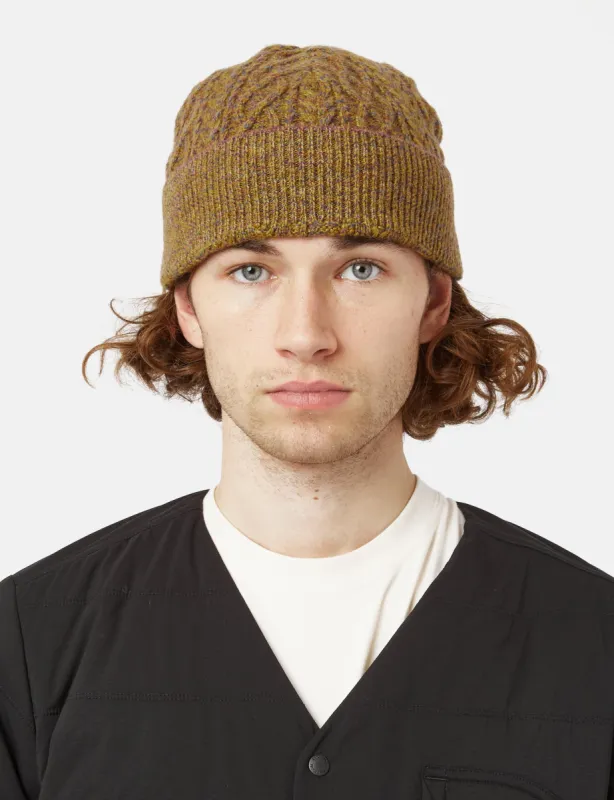 Snow Peak Alpaca Mixed Knit Beanie Hat - Mustard Yellow sold by Article London