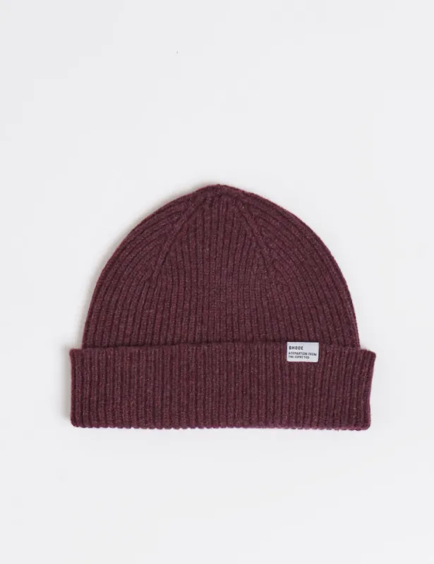 Bhode Hawick Short Beanie Hat (Lambswool) - Grape Purple sold by Article London