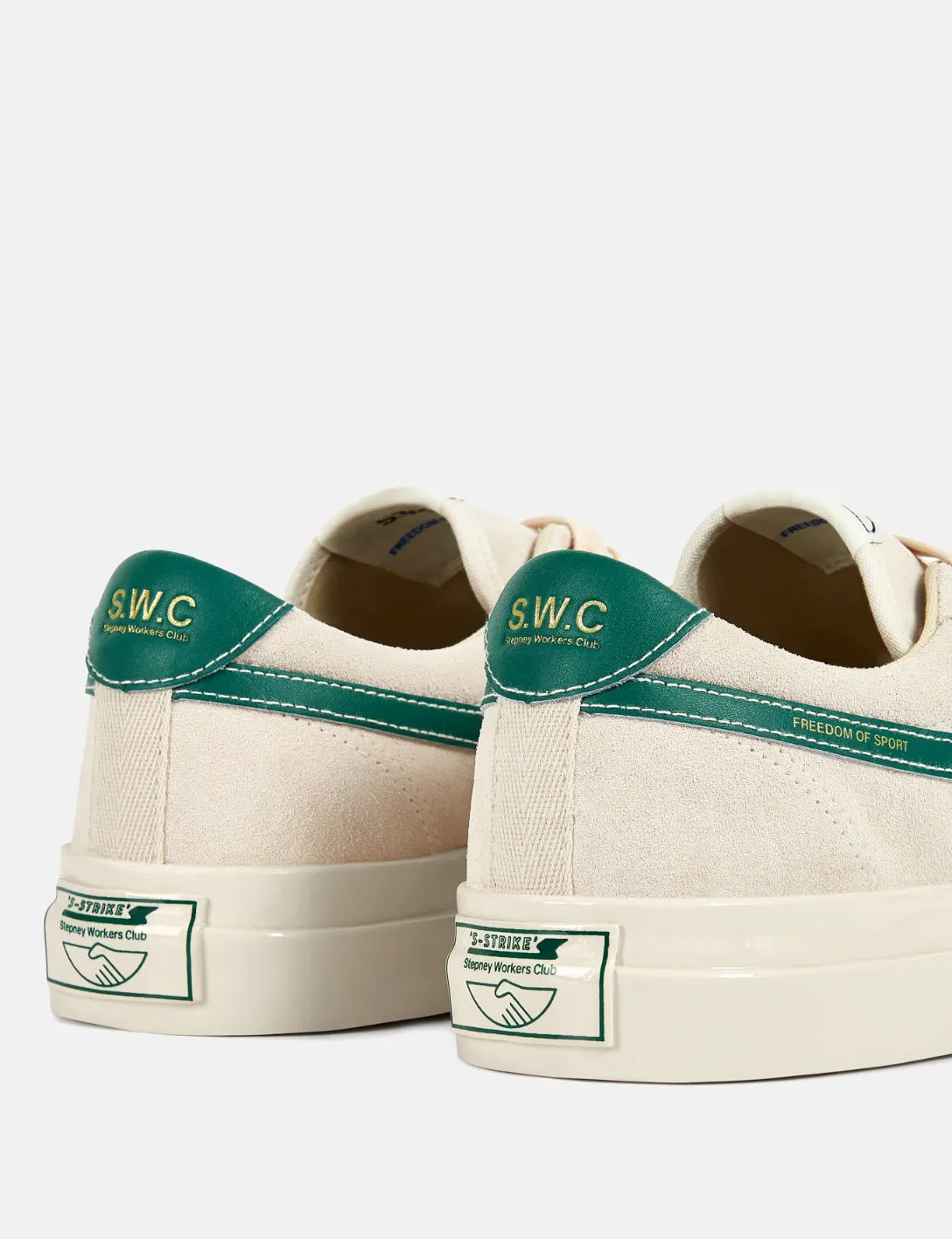 Stepney Workers Club Dellow S-Strike Trainers (Suede) - Ecru/Green sold by Article London product image thumbnail 4