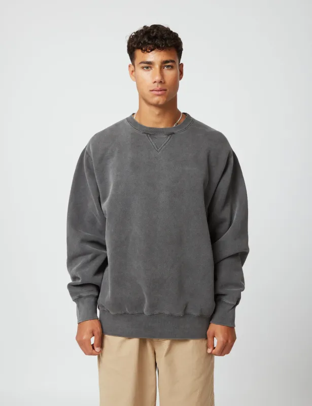 Bhode Pigment Dyed Crew Sweat (Organic/Canada Origin, 16oz) - Dusty Black sold by Article London