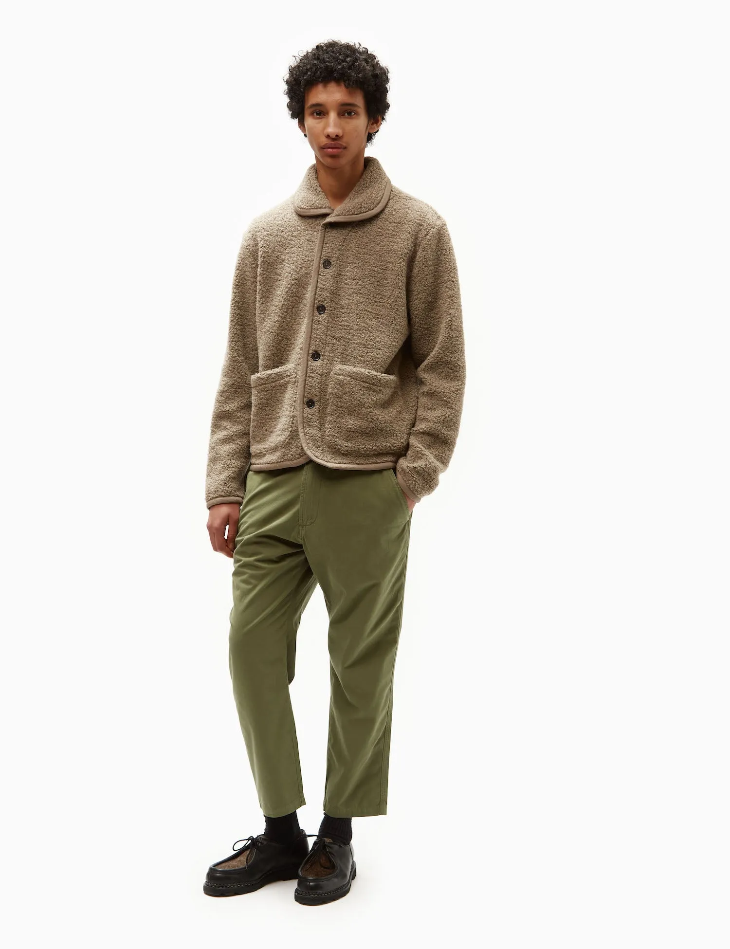 Universal Works Lancaster Jacket (Alvar Fleece) - Stone sold by Article London product image thumbnail 3