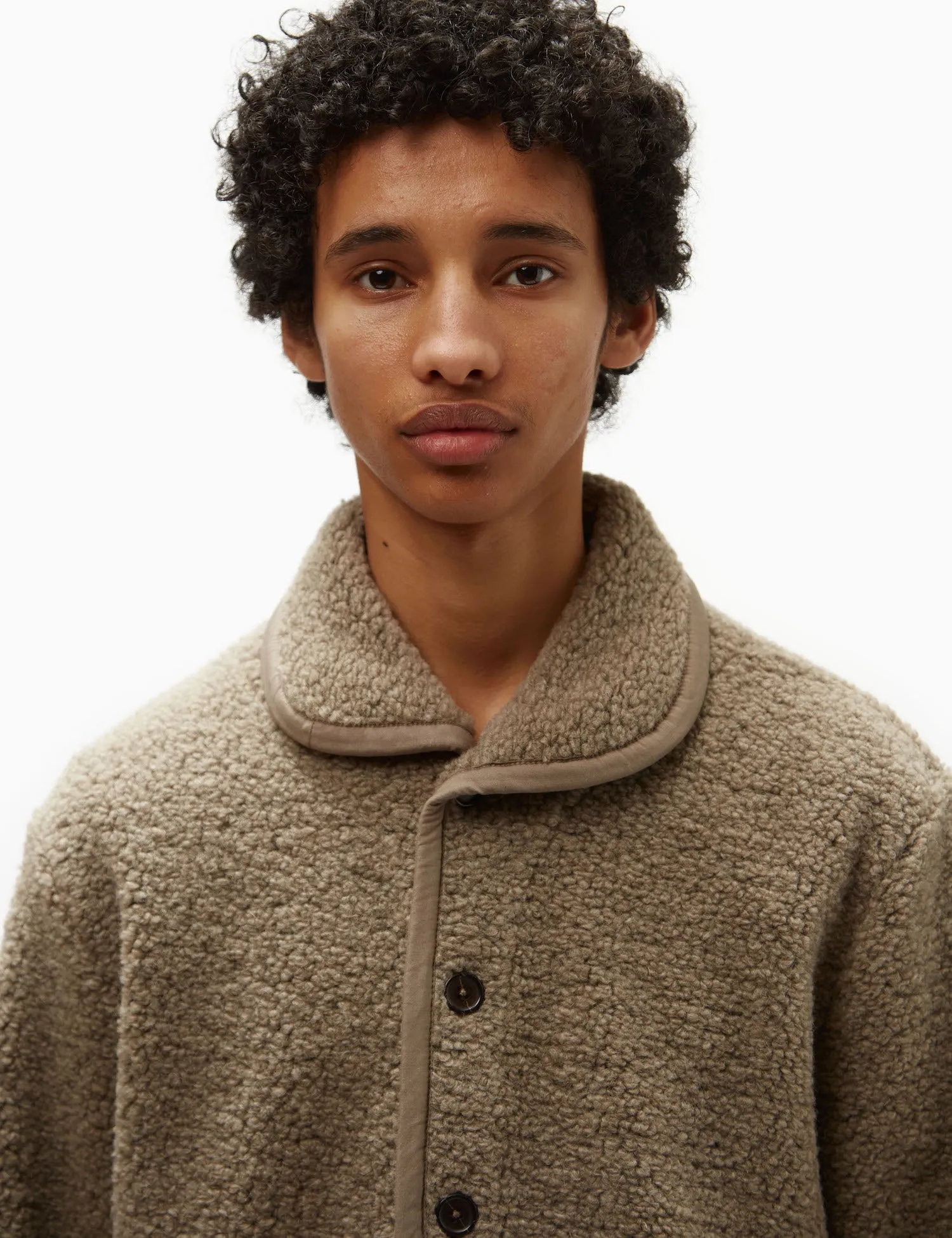 Universal Works Lancaster Jacket (Alvar Fleece) - Stone sold by Article London product image thumbnail 2