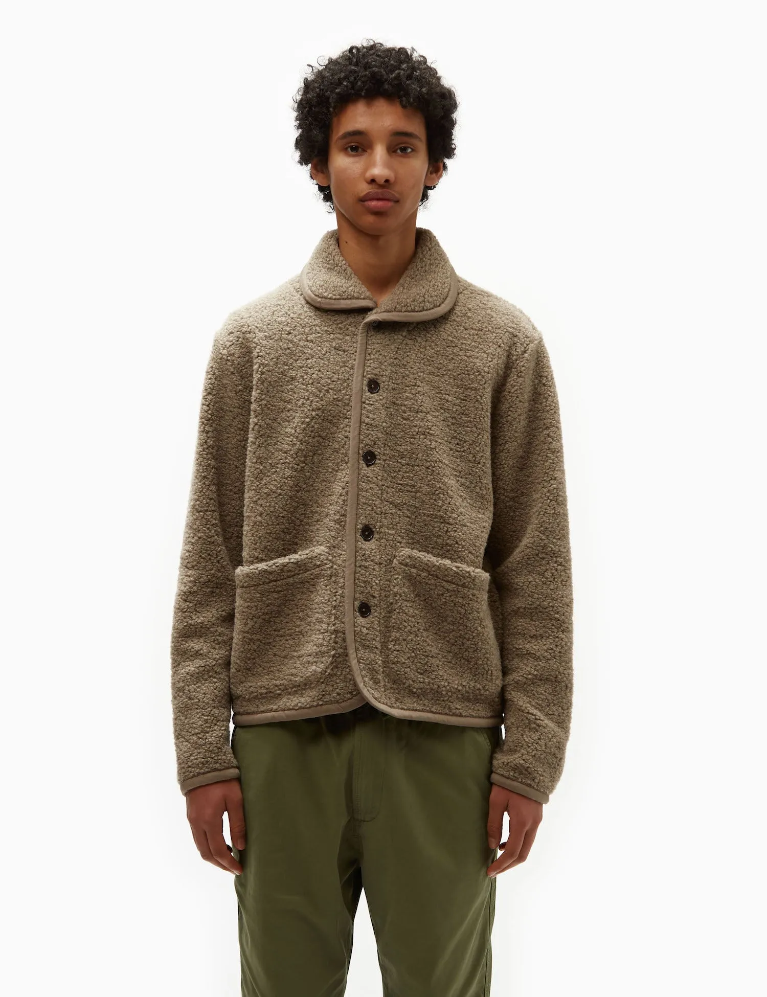 Universal Works Lancaster Jacket (Alvar Fleece) - Stone sold by Article London