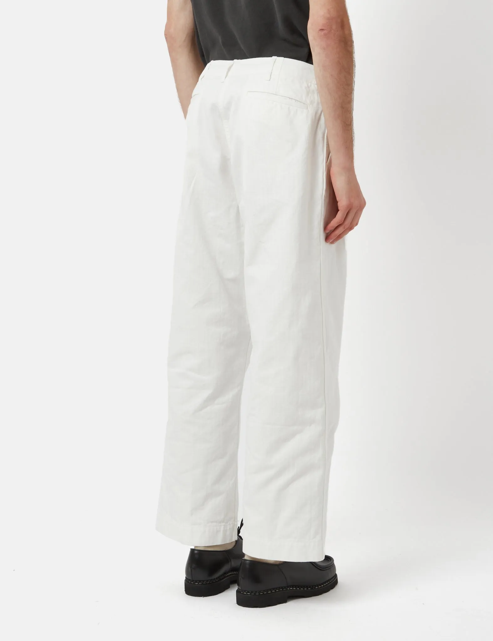 Beams Plus MIL Trousers (Herringbone) - White sold by Article London product image thumbnail 4