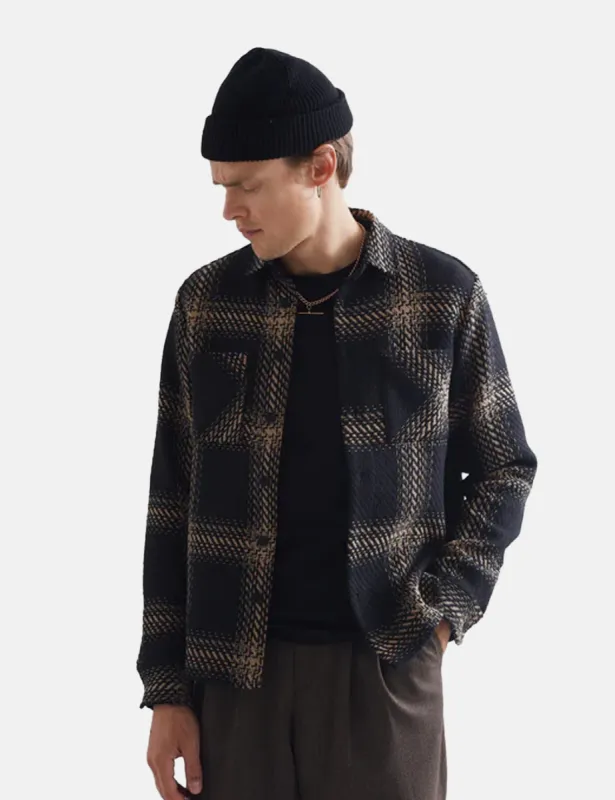 Wax London Whiting Overshirt (Zap Check) - Black/Beige sold by Article London