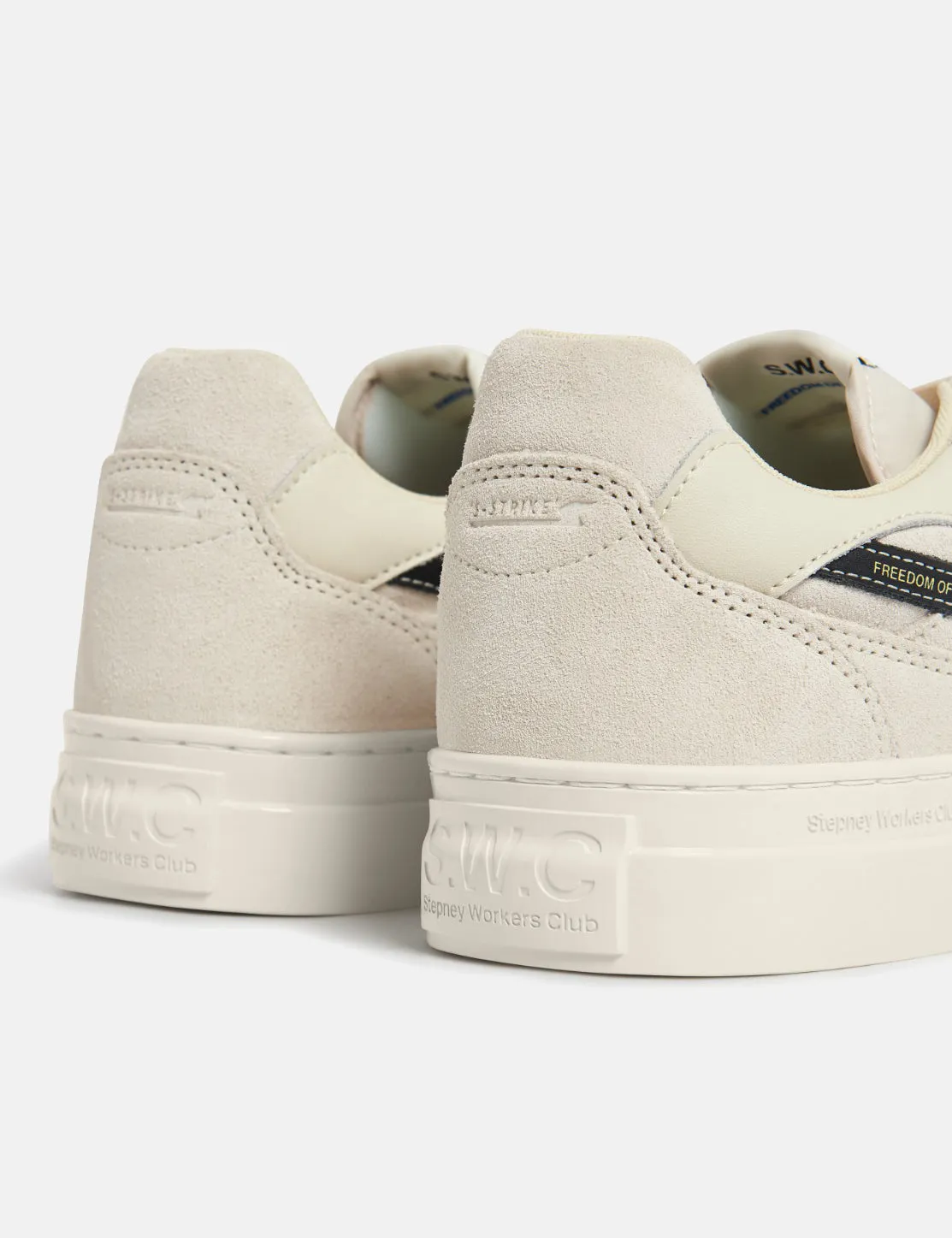 Stepney Workers Club Pearl S-Strike Trainers (Suede Mix) - Ecru/Black sold by Article London product image thumbnail 4