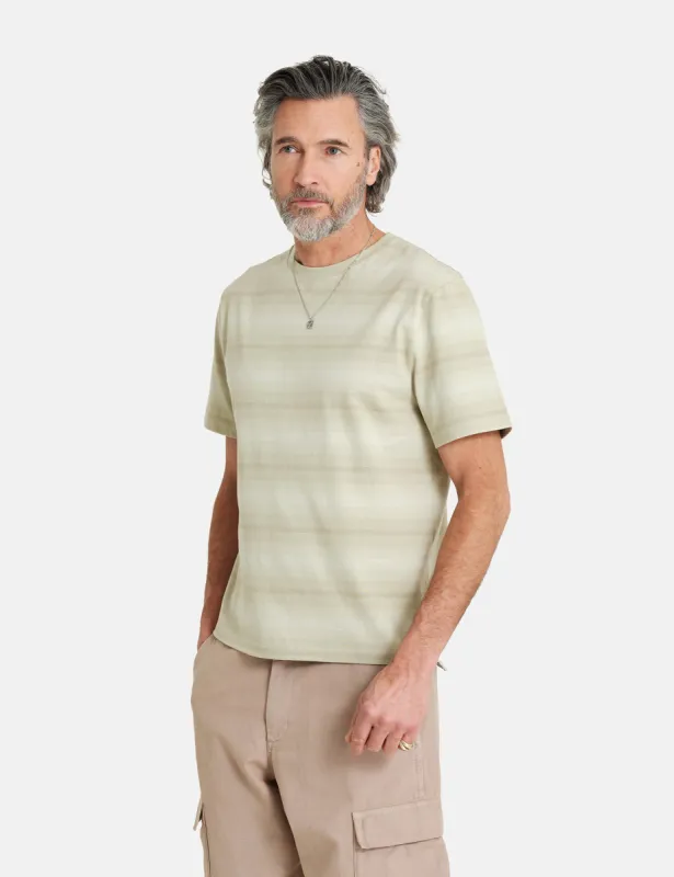 Wax London Dean T-Shirt (Ombre Stripe) - Sage Green sold by Article London