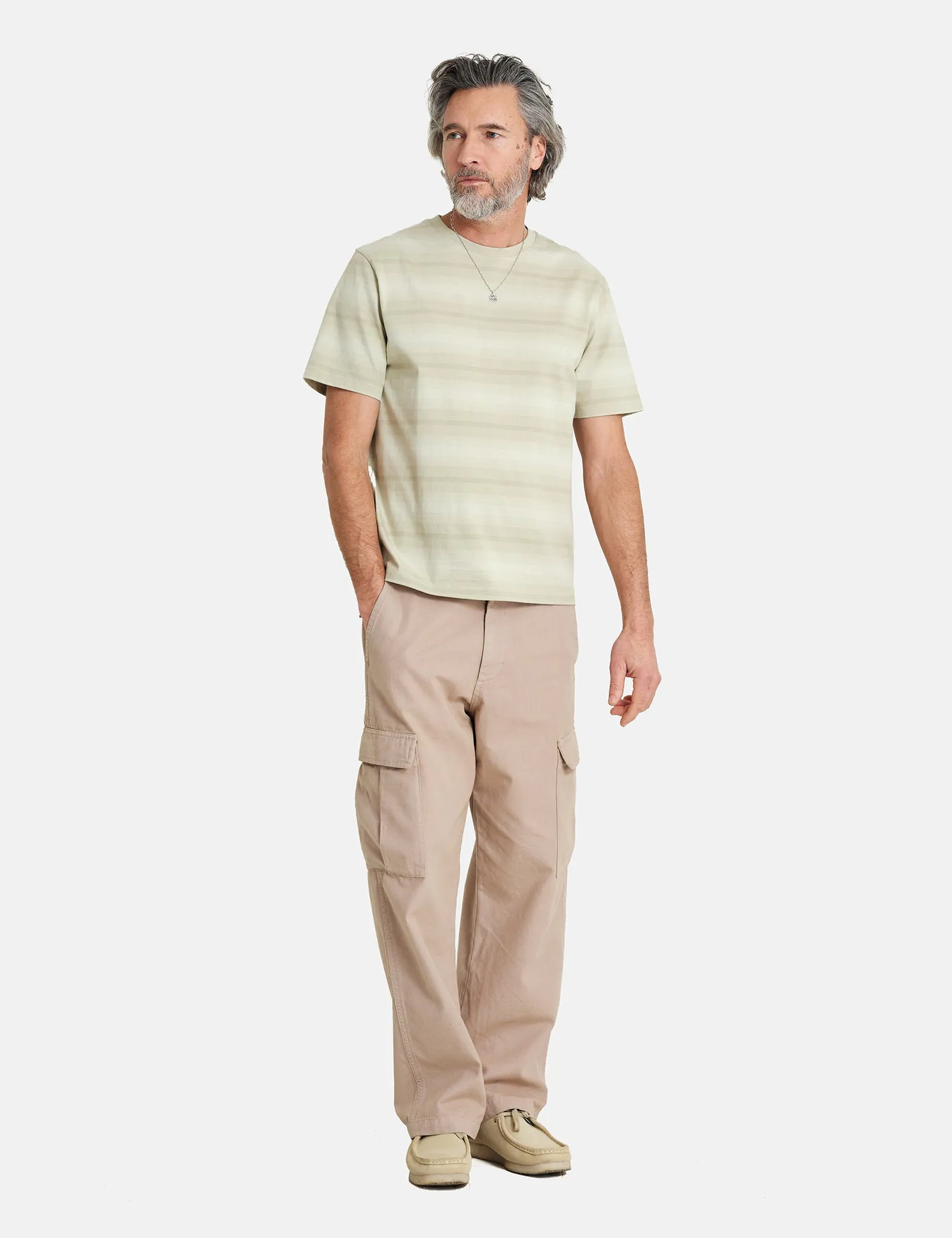 Wax London Dean T-Shirt (Ombre Stripe) - Sage Green sold by Article London product image thumbnail 3