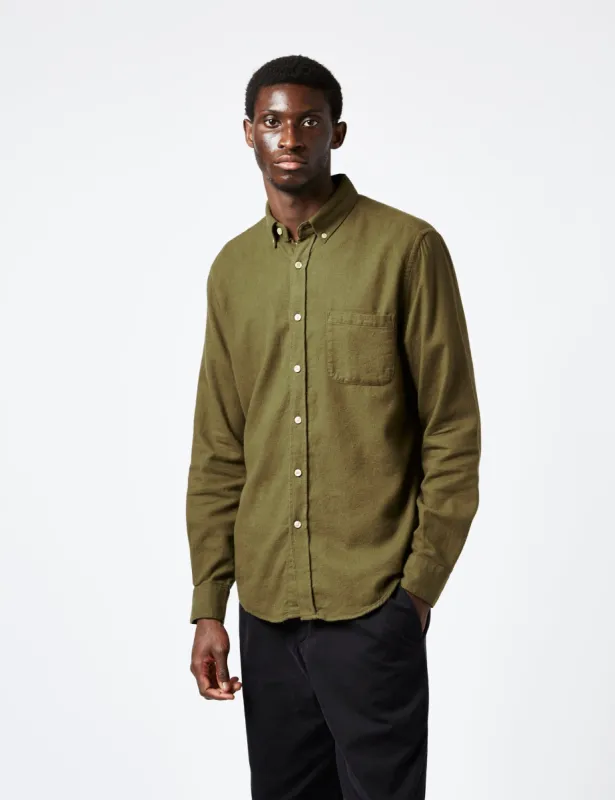 Portuguese Flannel Teca Shirt ESP BD - Olive Green sold by Article London