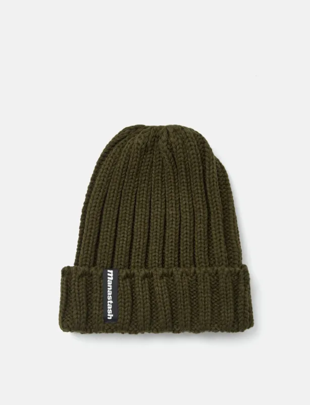 Manastash 90's Logo Beanie II - Dark Olive Green made by Article London