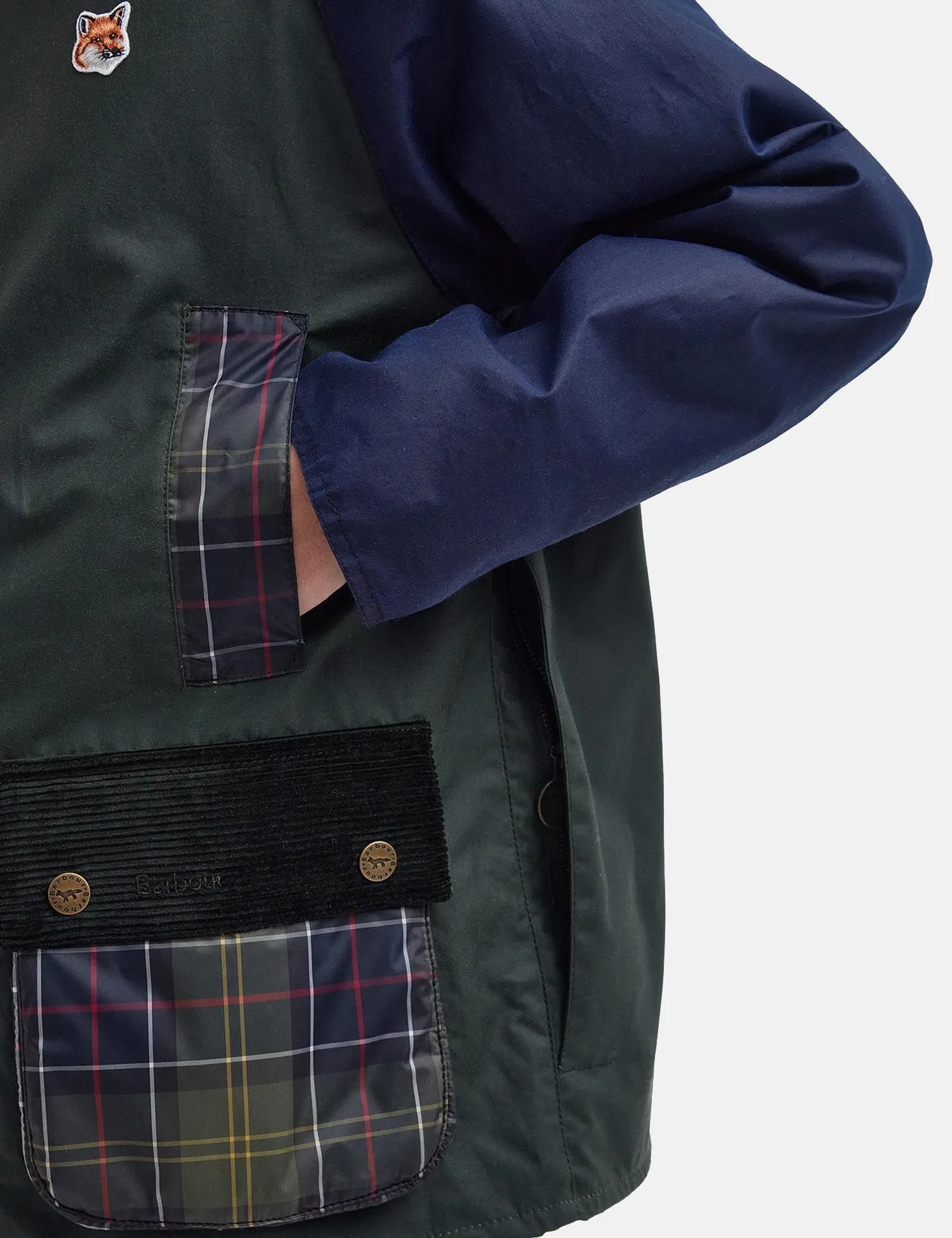 Barbour Beaufort Wax Jacket - Duffle Bag Green sold by Article London product image thumbnail 3