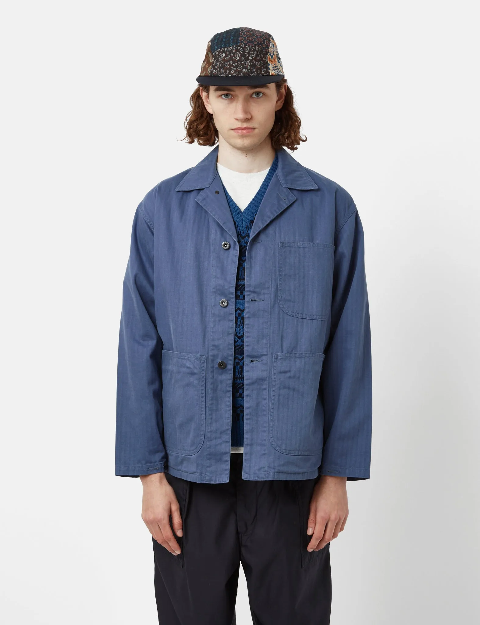 Beams Plus MIL Chore Jacket (Supima Herringbone) - Blue sold by Article London product image thumbnail 3