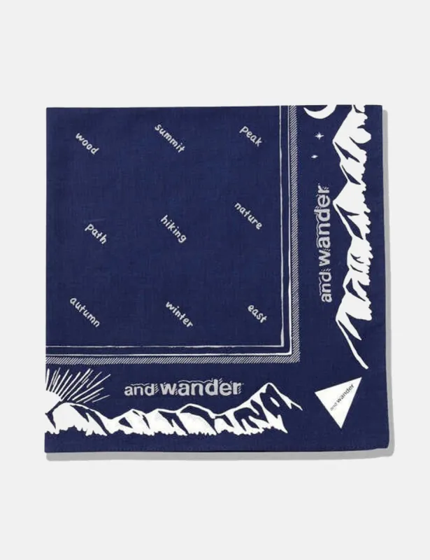 And Wander Reflective Words Bandanna - Navy Blue sold by Article London