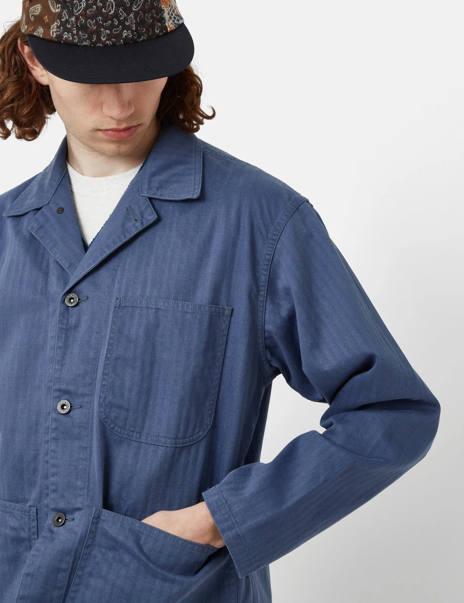 Beams Plus MIL Chore Jacket (Supima Herringbone) - Blue sold by Article London product image thumbnail 2