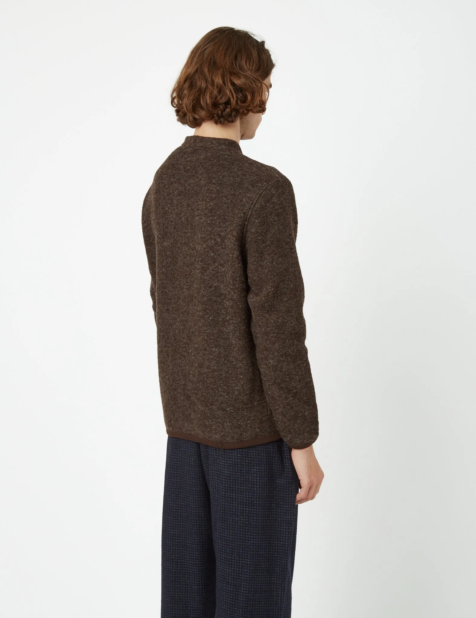Universal Works Cardigan (Wool Fleece) - Brown sold by Article London product image thumbnail 3