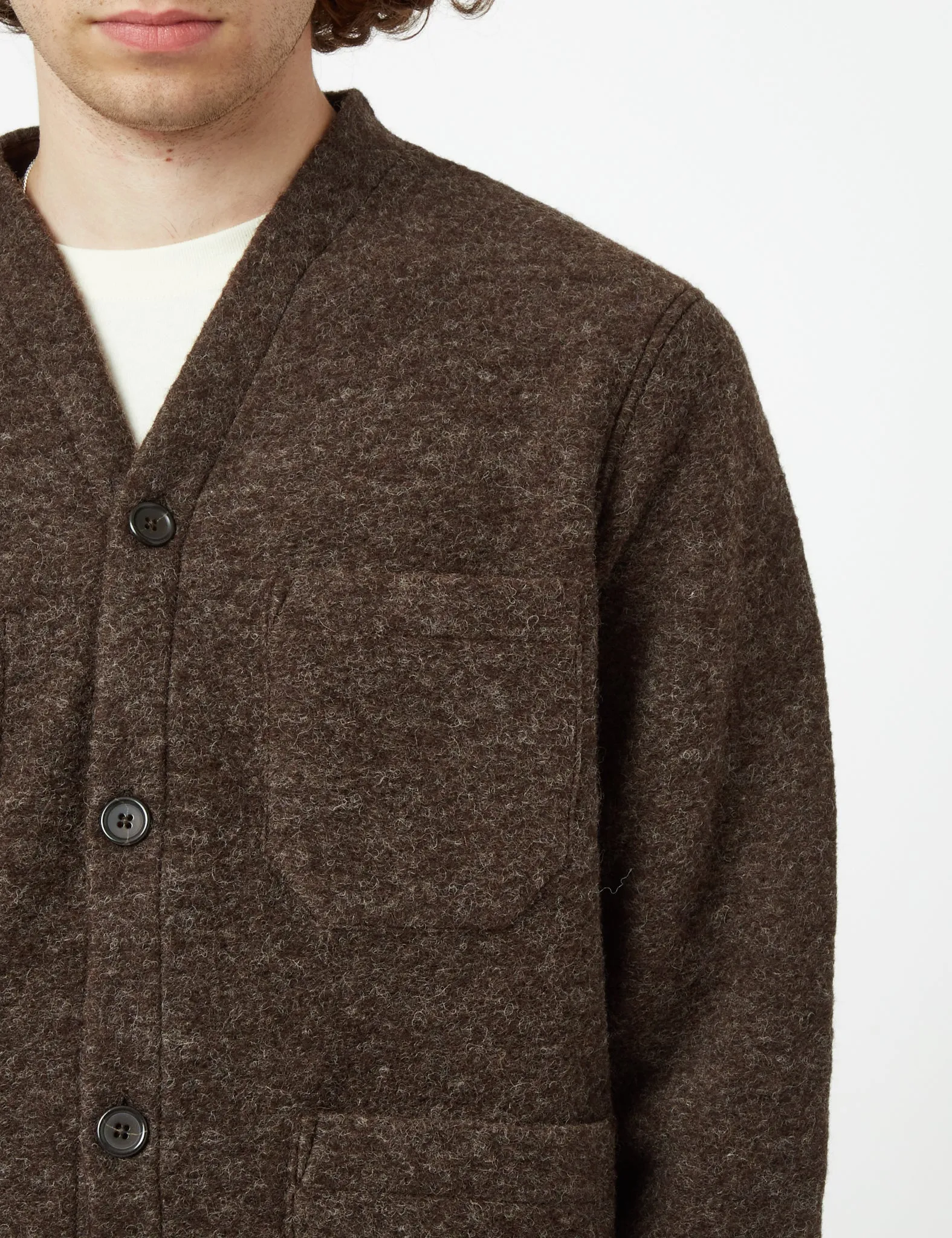 Universal Works Cardigan (Wool Fleece) - Brown sold by Article London product image thumbnail 2