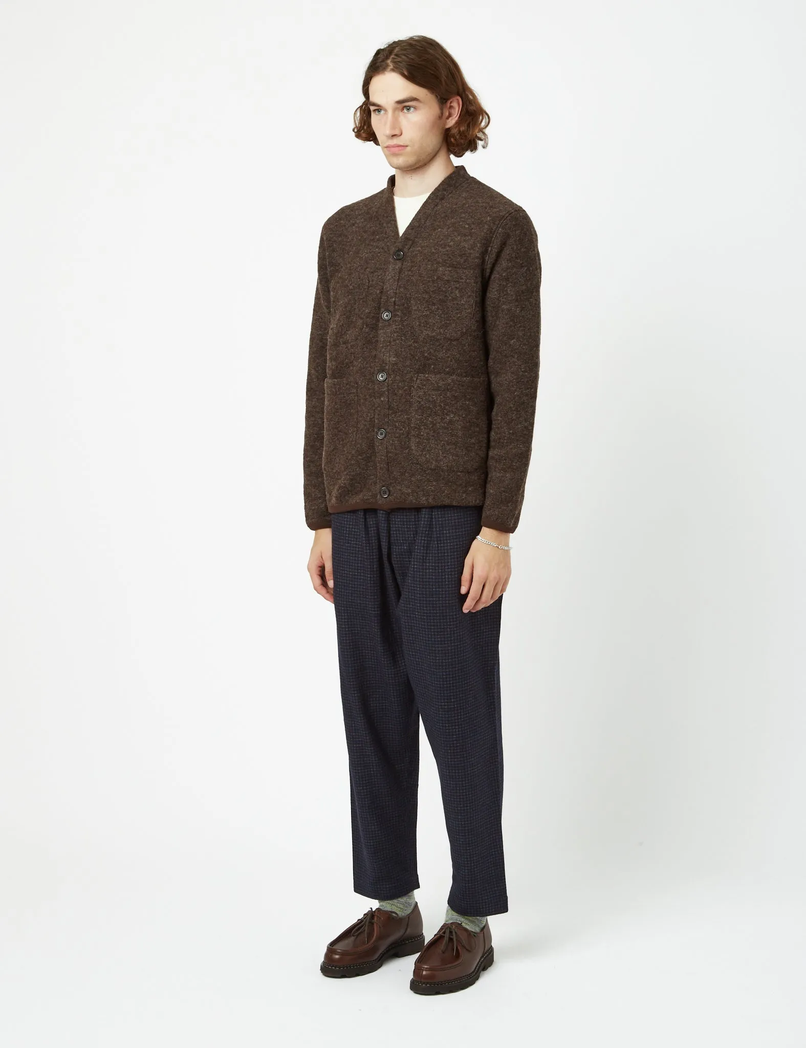 Universal Works Cardigan (Wool Fleece) - Brown sold by Article London product image thumbnail 5