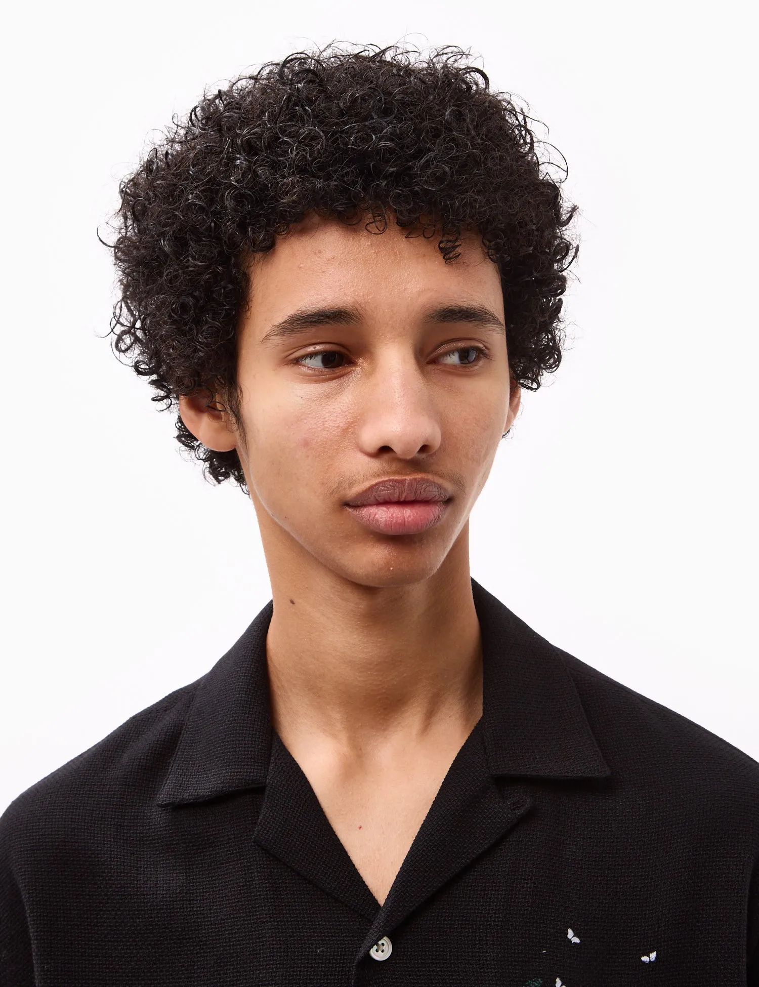 Portuguese Flannel Pique Embroidery Fox Shirt - Black sold by Article London product image thumbnail 2