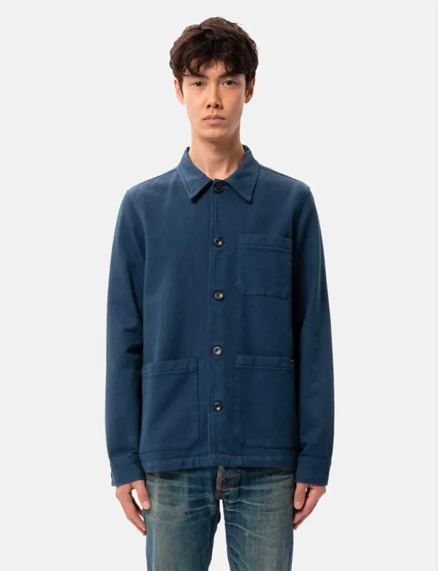 Nudie Barney Worker Jacket - Indigo Blue sold by Article London