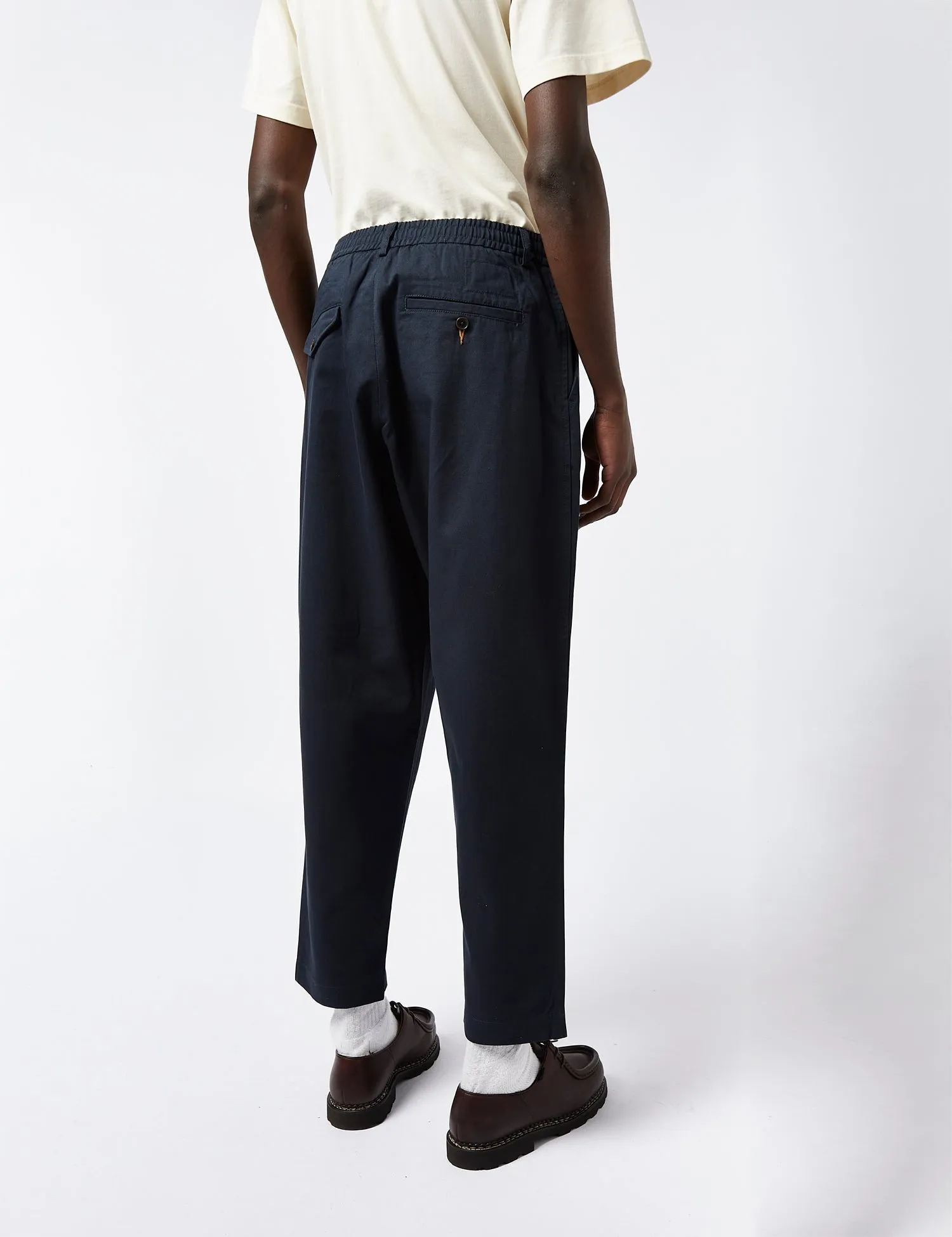 Universal Works Pleated Track Pant (Twill) - Navy Blue sold by Article London product image thumbnail 3