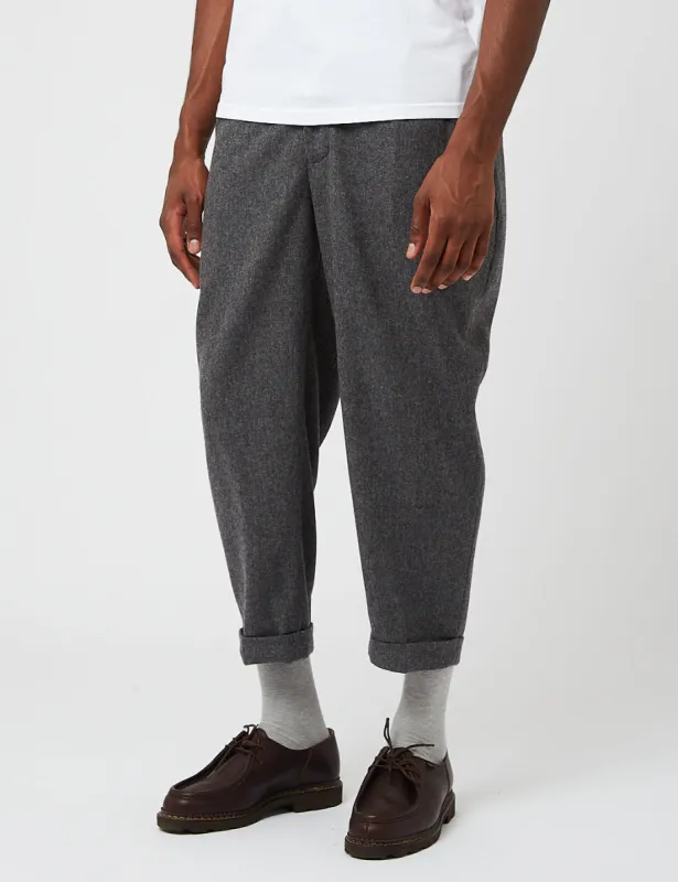 Beams Plus 2 Pleat Flannel Trousers - Grey sold by Article London