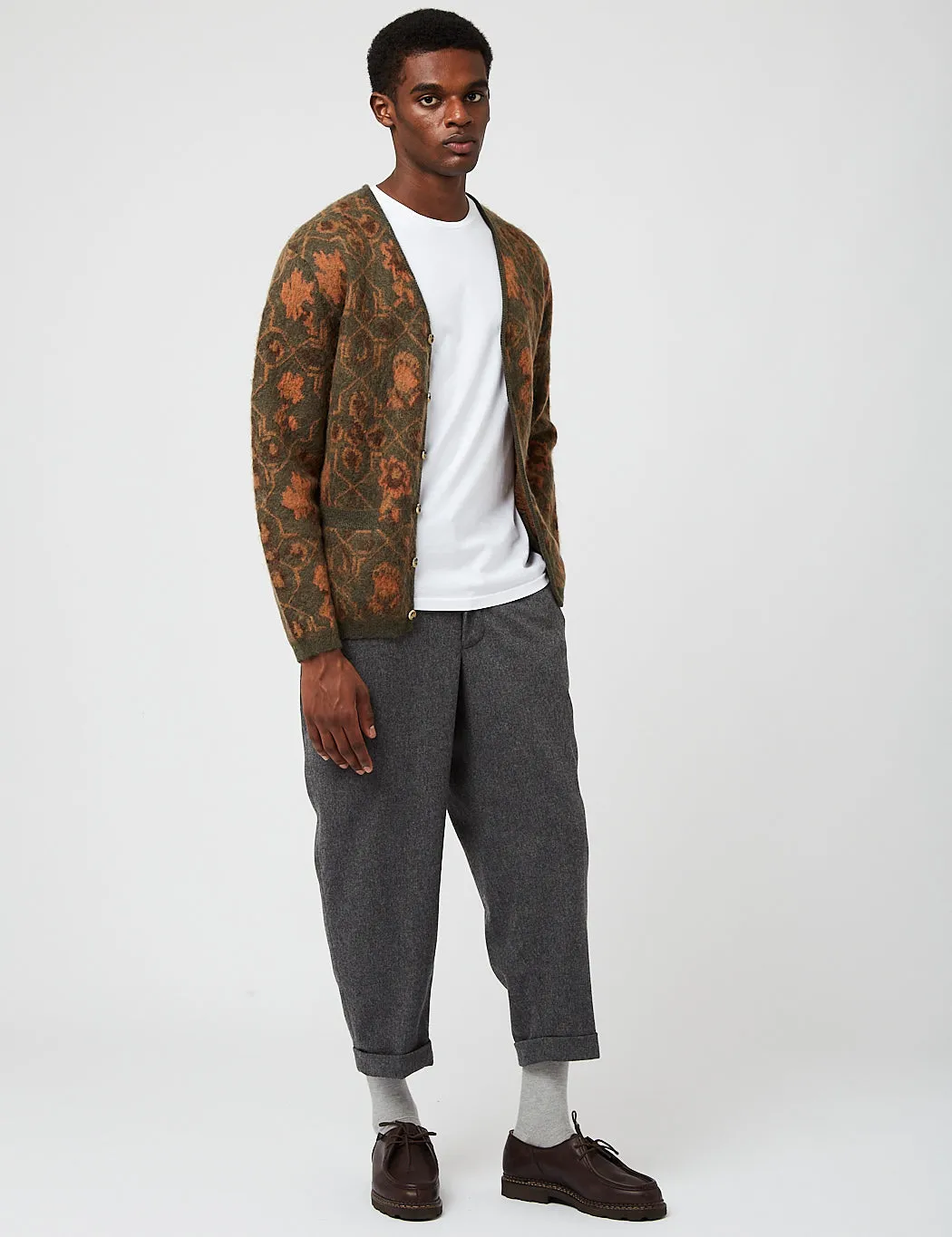 Beams Plus 2 Pleat Flannel Trousers - Grey sold by Article London product image thumbnail 3