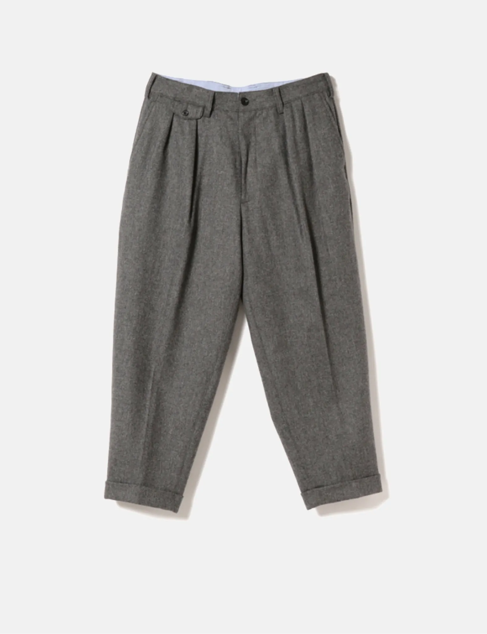 Beams Plus 2 Pleat Flannel Trousers - Grey sold by Article London product image thumbnail 5