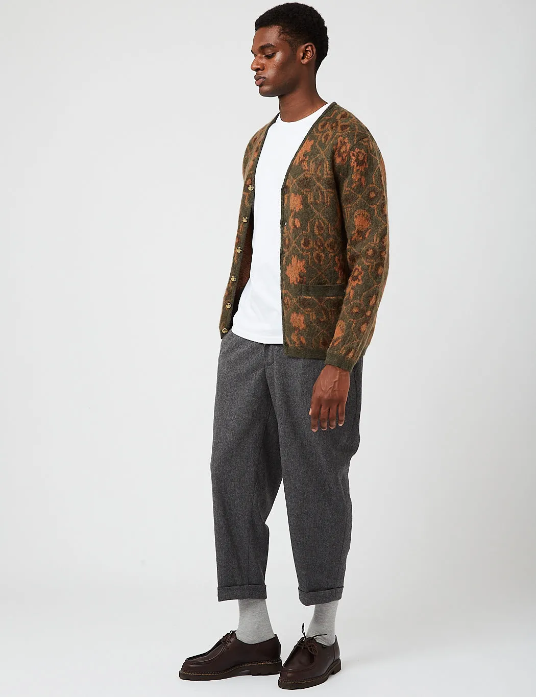 Beams Plus 2 Pleat Flannel Trousers - Grey sold by Article London product image thumbnail 4