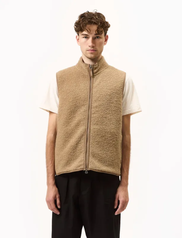 Universal Works Climbing Gilet (Teddy Fleece) - Sand sold by Article London