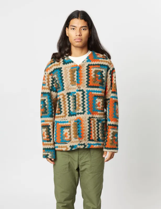 Engineered Garments Knit Cardigan (Crochet) - Multi Blue/Orange sold by Article London
