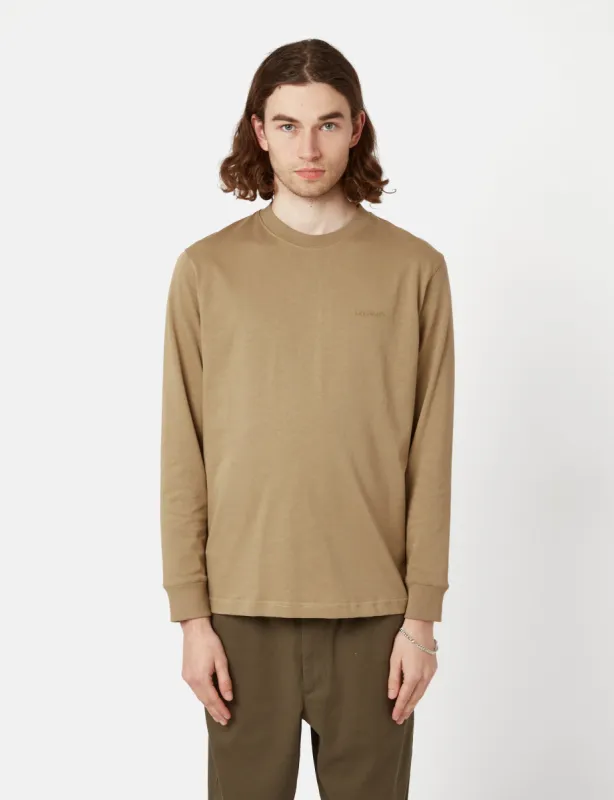 Norse Projects Johannes Heavy Logo Long Sleeve T-Shirt - Utility Khaki made by Norse Projects
