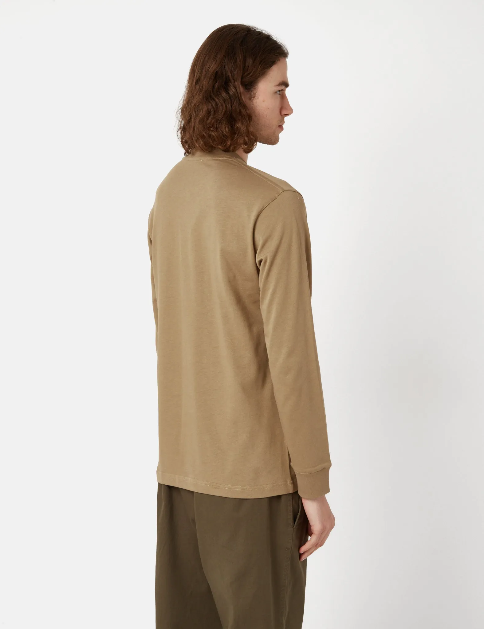 Norse Projects Johannes Heavy Logo Long Sleeve T-Shirt - Utility Khaki sold by Article London product image thumbnail 3