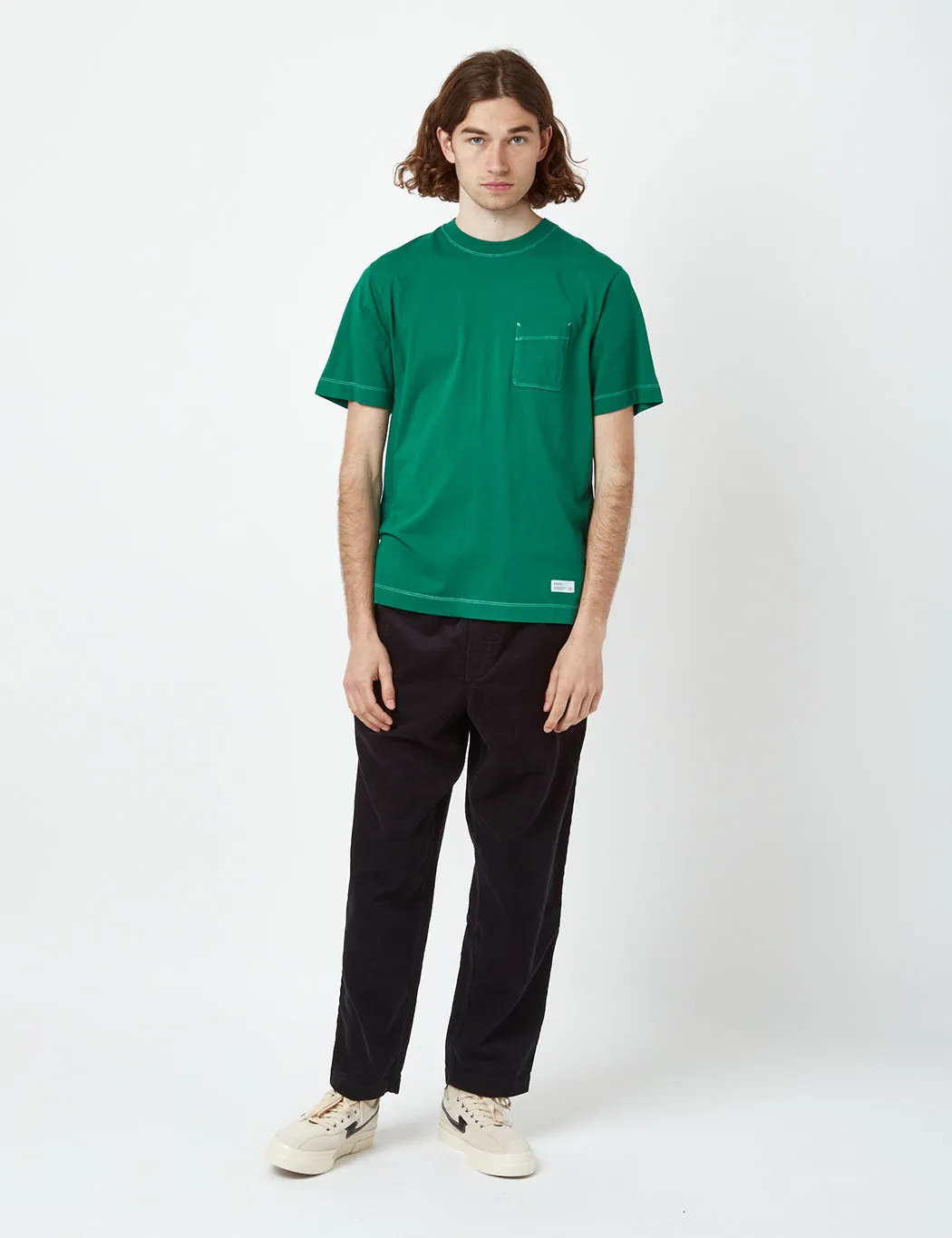 Bhode Contrast Stitch Pocket T-Shirt (Organic) - Pine Green sold by Article London product image thumbnail 5