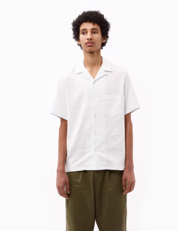 Portuguese Flannel Jacquard Chambray Short Sleeve Shirt - Light Blue sold by Article London