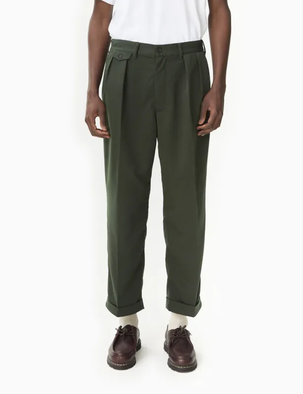 Beams Plus 2 Pleats Trousers (PE Twill) - Green sold by Article London