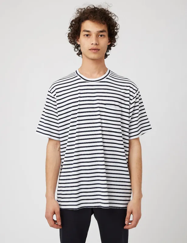 NN07 Kurt Striped T-Shirt 3461 - White/Navy Blue sold by Article London