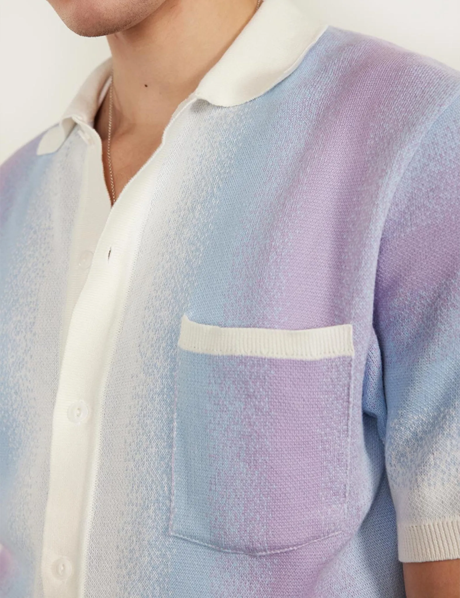 Percival Ombre Knitted Shirt (Organic Cotton) - Blue sold by Article London product image thumbnail 5