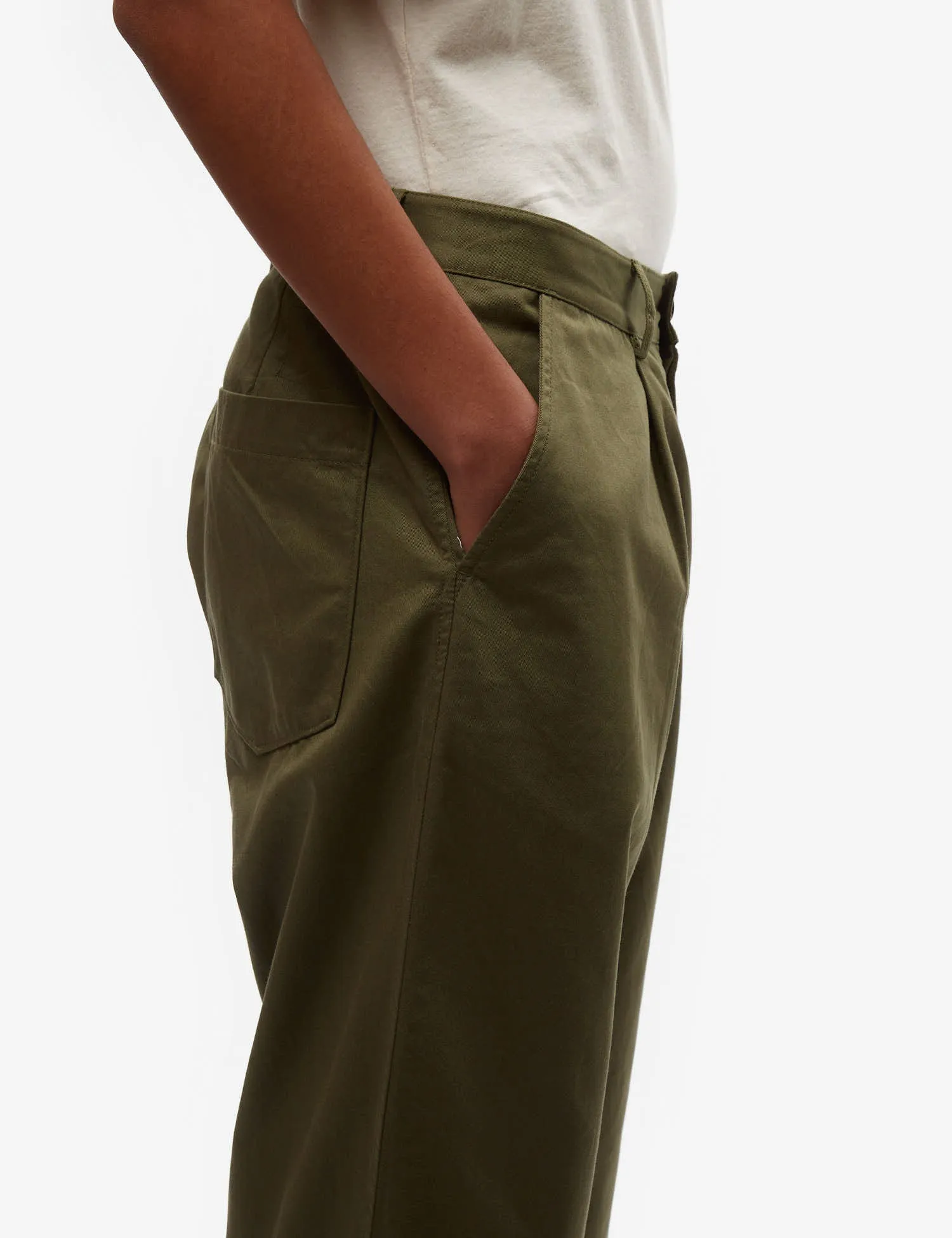 Universal Works Duke Pant (Twill) - Light Olive Green sold by Article London product image thumbnail 2