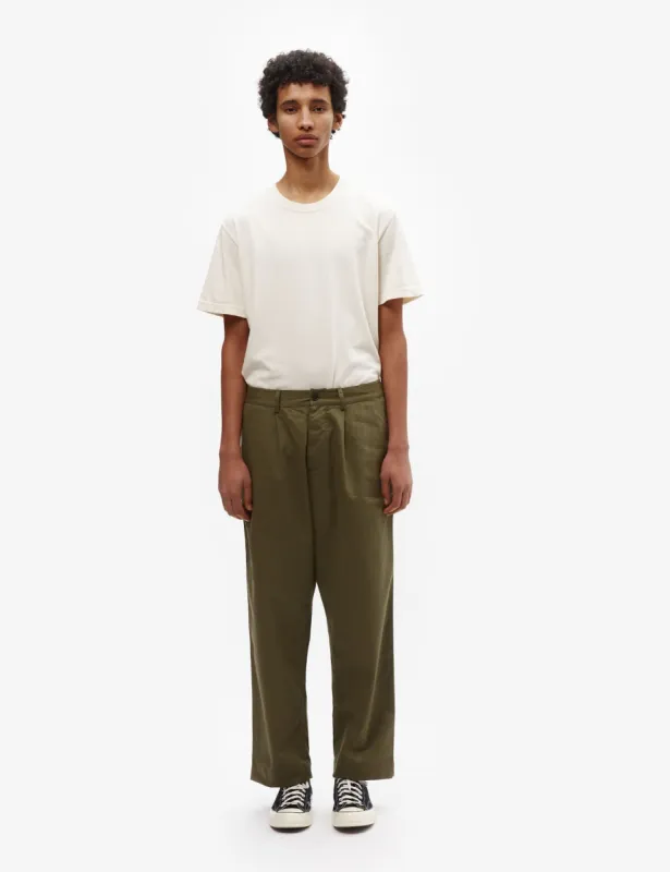 Universal Works Duke Pant (Twill) - Light Olive Green sold by Article London