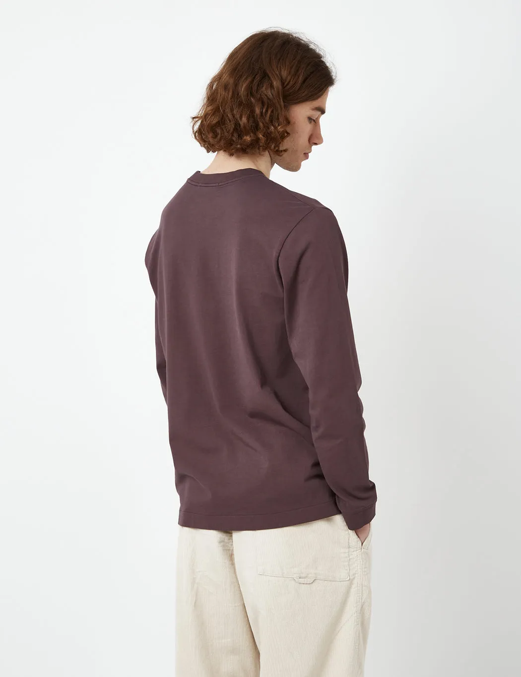 Bhode Everyday Heavyweight Long Sleeve T-Shirt (Organic) - Aubergine sold by Article London product image thumbnail 3