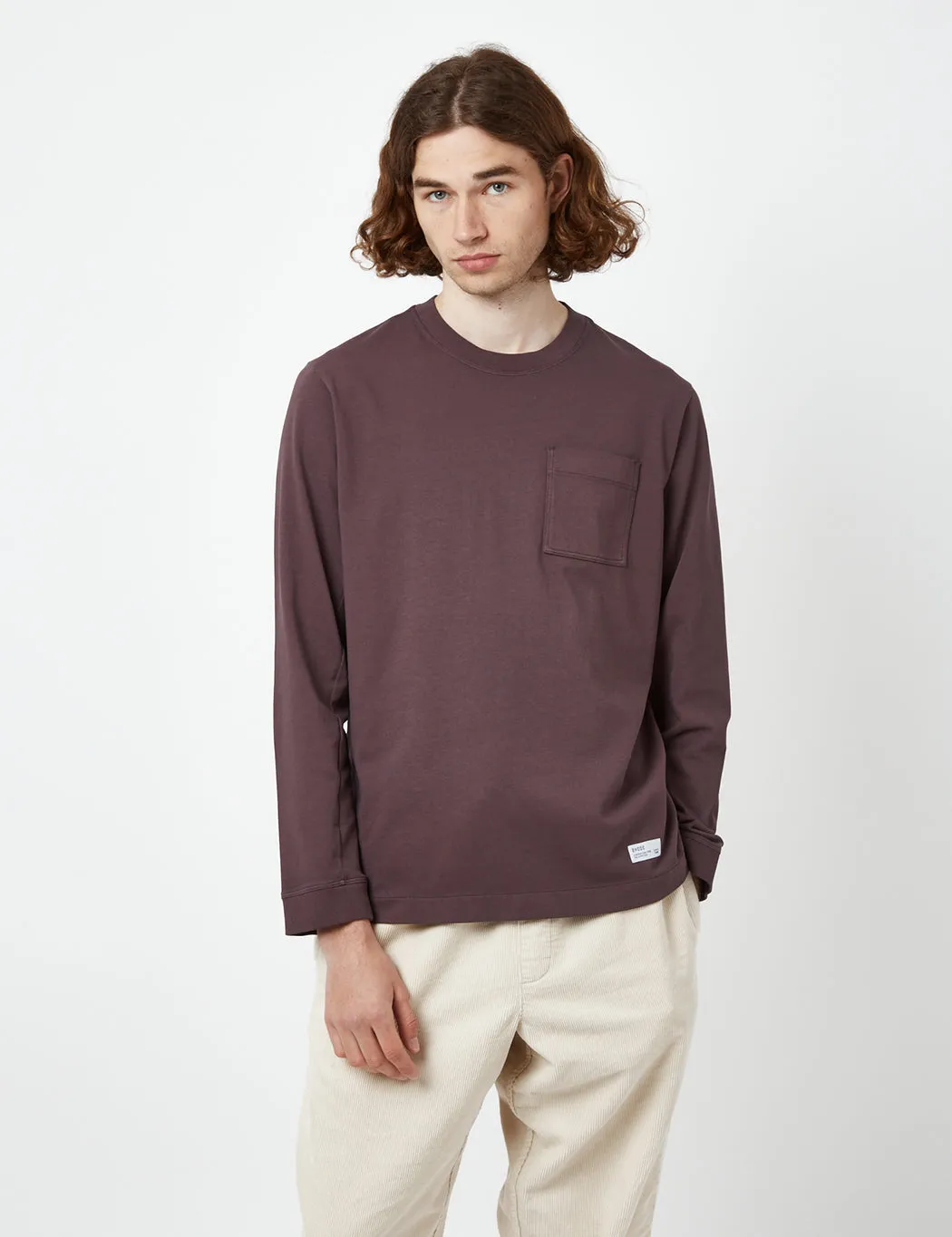 Bhode Everyday Heavyweight Long Sleeve T-Shirt (Organic) - Aubergine sold by Article London product image thumbnail 4