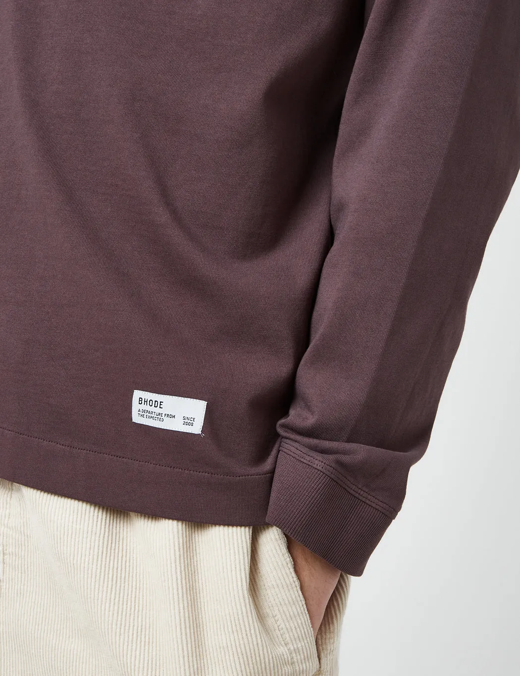 Bhode Everyday Heavyweight Long Sleeve T-Shirt (Organic) - Aubergine sold by Article London product image thumbnail 2