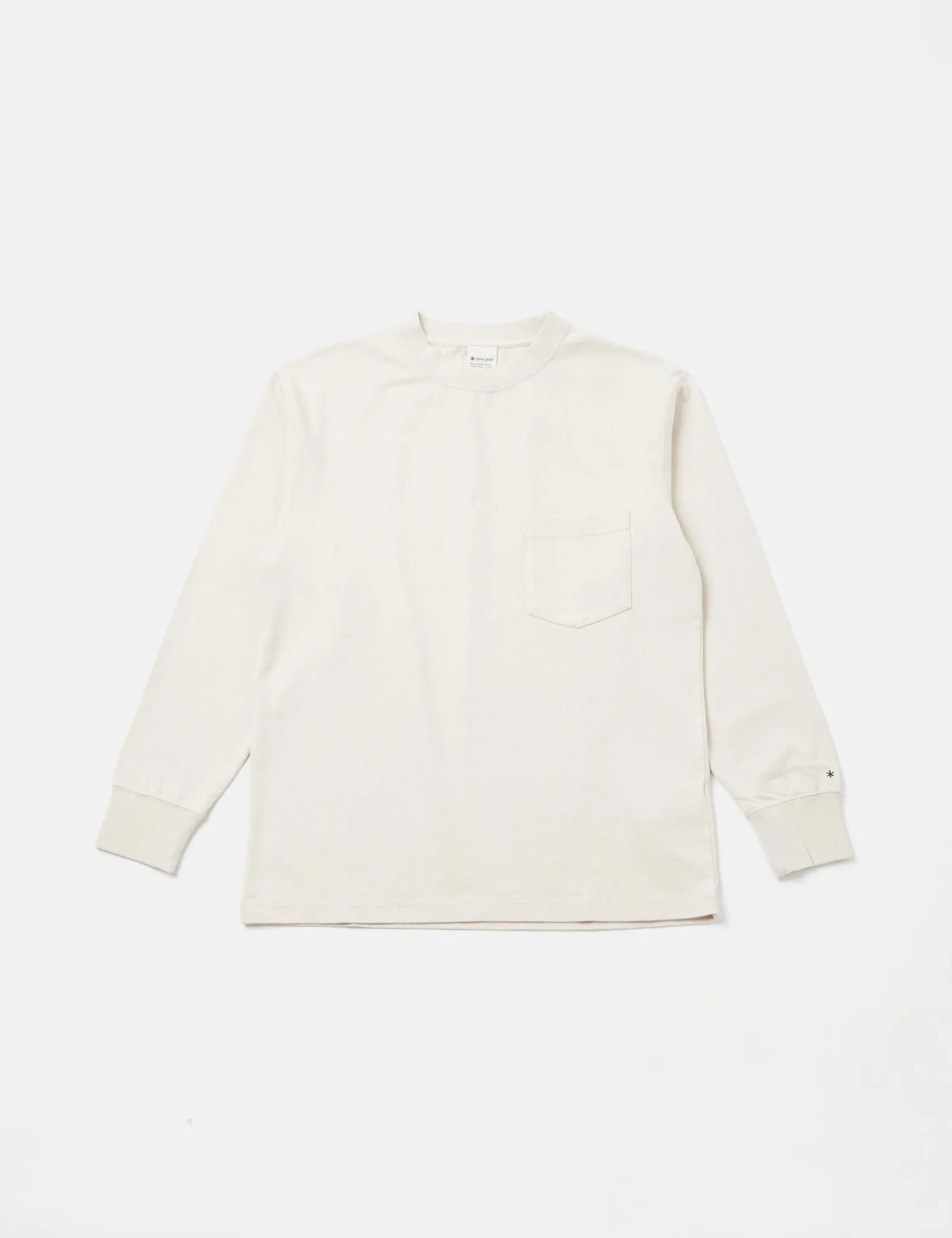 Snow Peak Recycled Cotton Heavy Long Sleeve T-Shirt - Ecru sold by Article London product image thumbnail 5