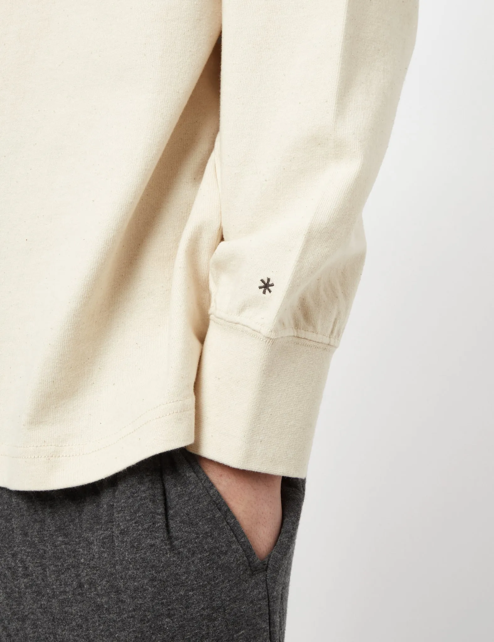 Snow Peak Recycled Cotton Heavy Long Sleeve T-Shirt - Ecru sold by Article London product image thumbnail 2