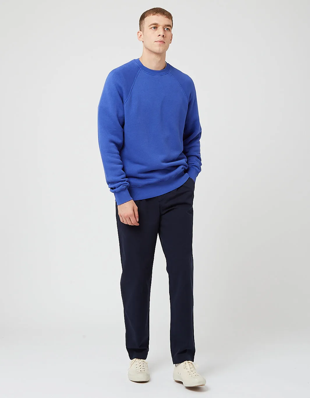 Bhode Raglan Crew Sweatshirt (Loopback) - French Blue sold by Article London product image thumbnail 4