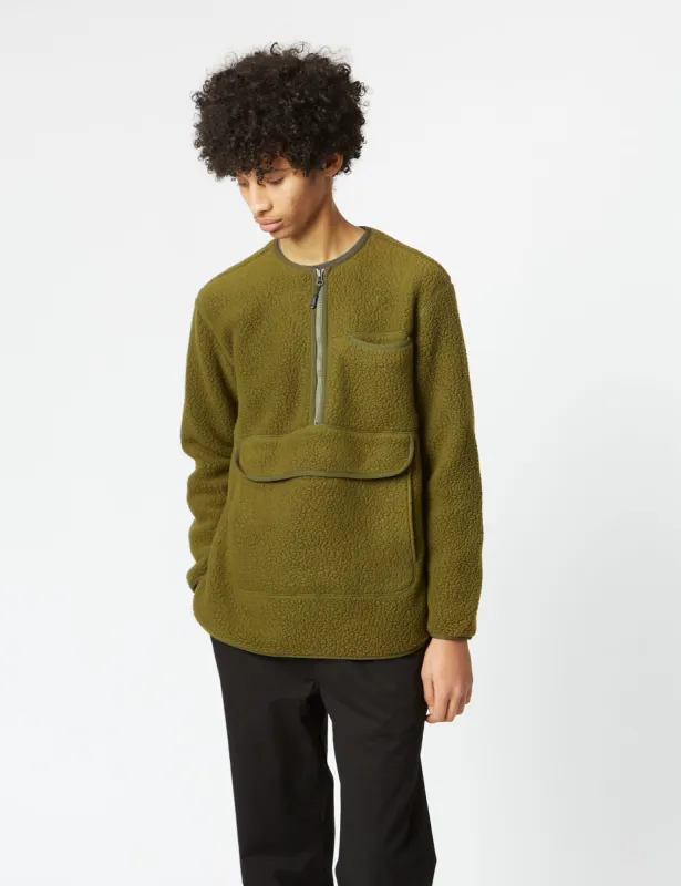 Snow Peak Thermal Boa Fleece Pullover - Olive Green sold by Article London
